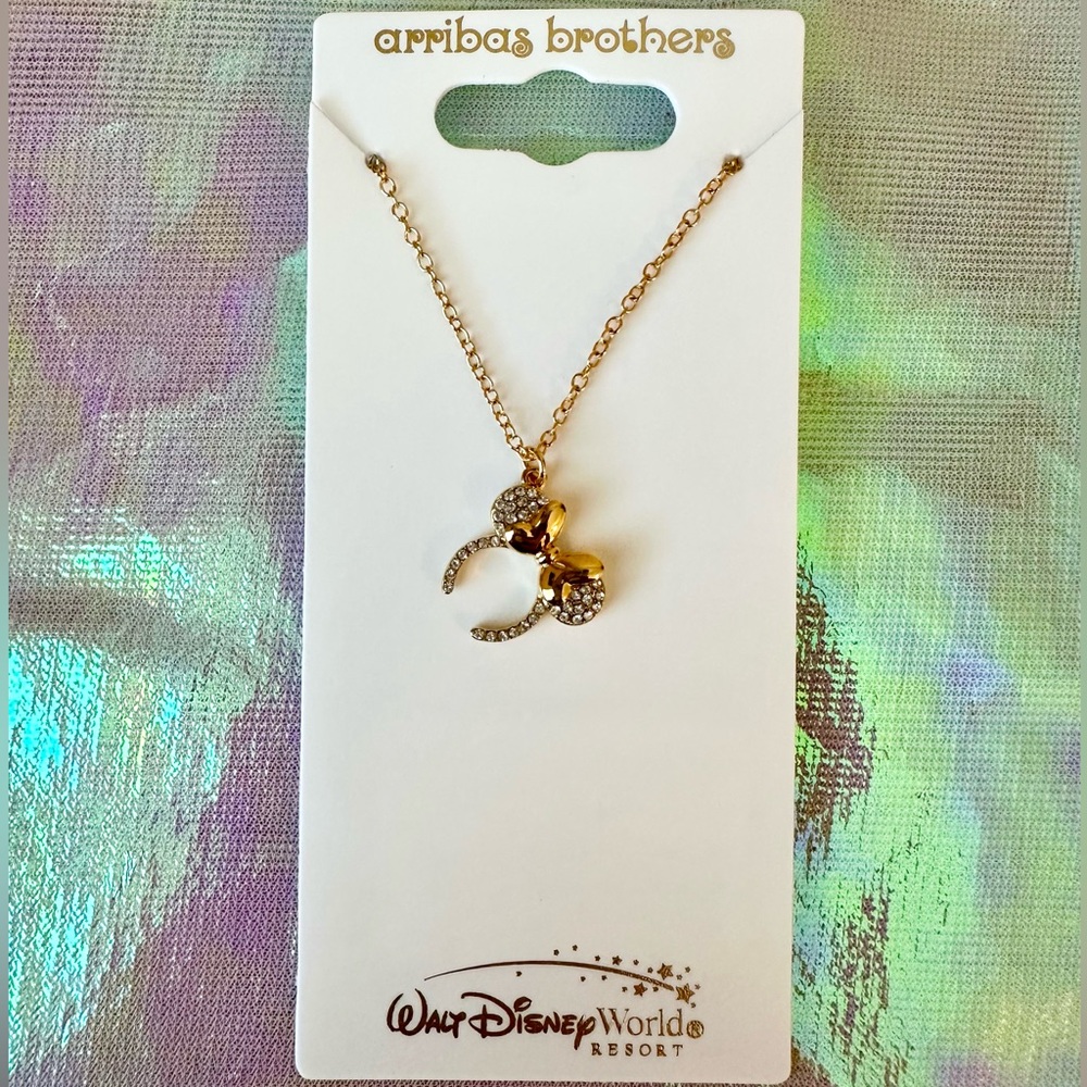 NEW Walt Disney World Gold Arribas Brothers Minnie Mouse Ears Headband Necklace